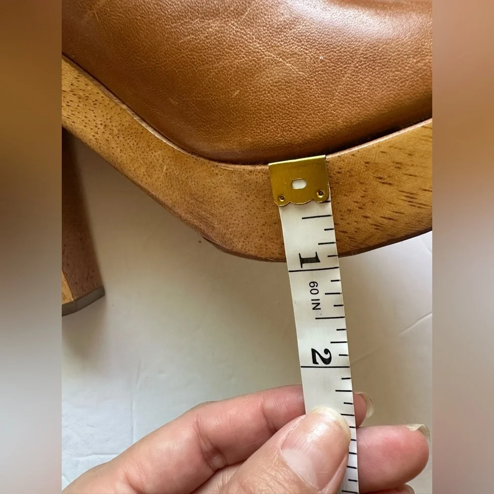 Michael Kors Hancock Platform Mary Jane Peep Toe Heel Cognac Brown - Size 9